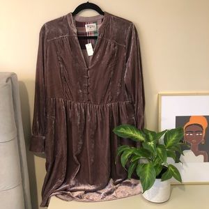 Anthropologie Holding Horses Velvet Shirt Dress